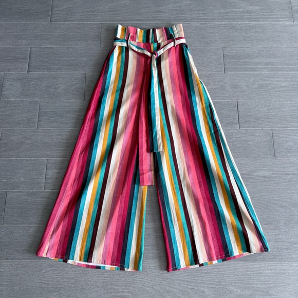 NWT Anthropologie Seen Worn Kept Striped Paperbag High Waisted Wide Leg Pants 2 - Picture 13 of 16